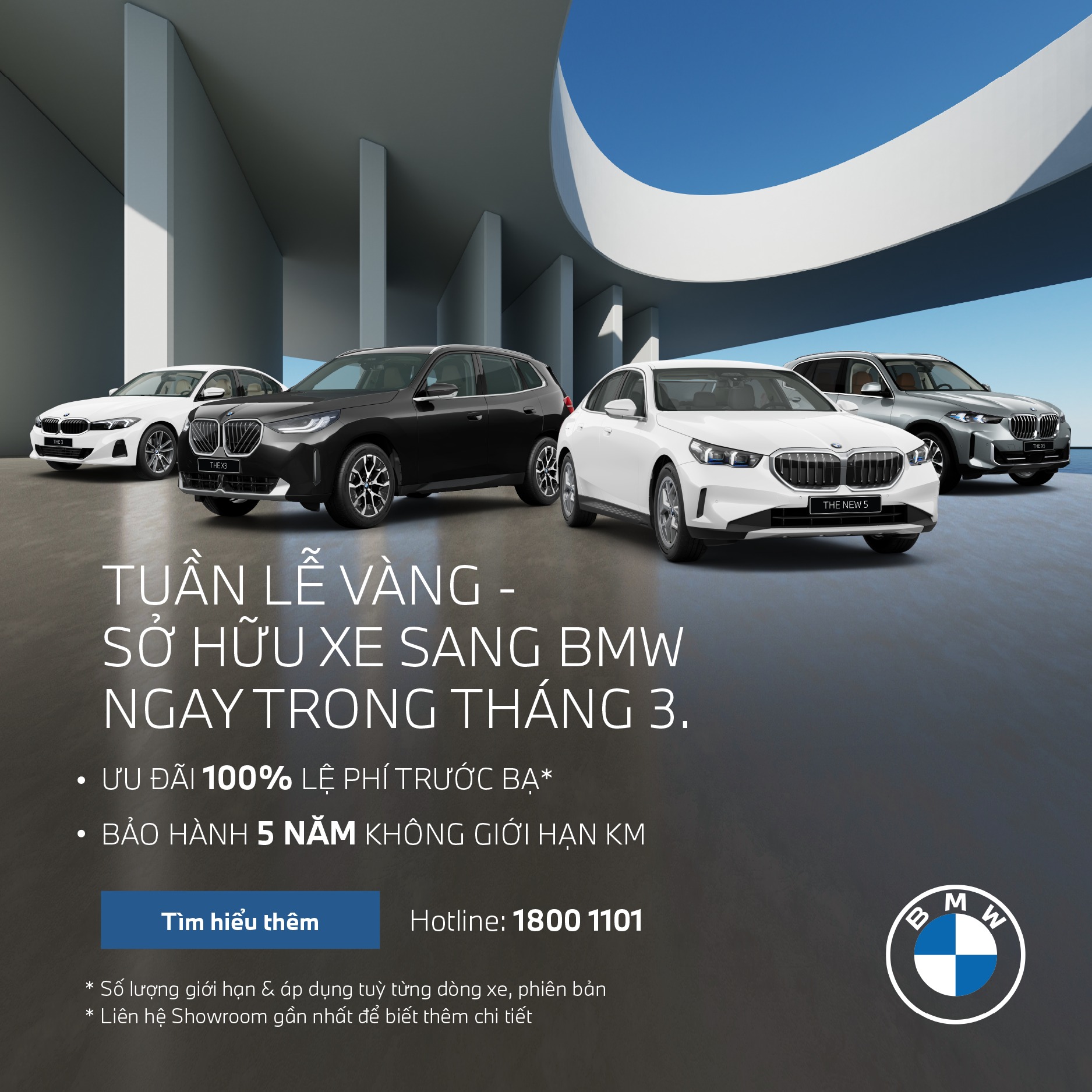 TUẦN LỄ VÀNG BMW 2026: ƯU ĐÃI ĐẾN 100% LỆ PHÍ TRƯỚC BẠ.